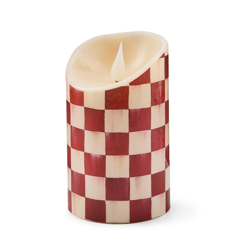 Check Flameless Pillar Candle, 5" x 3" Flameless, Mocha