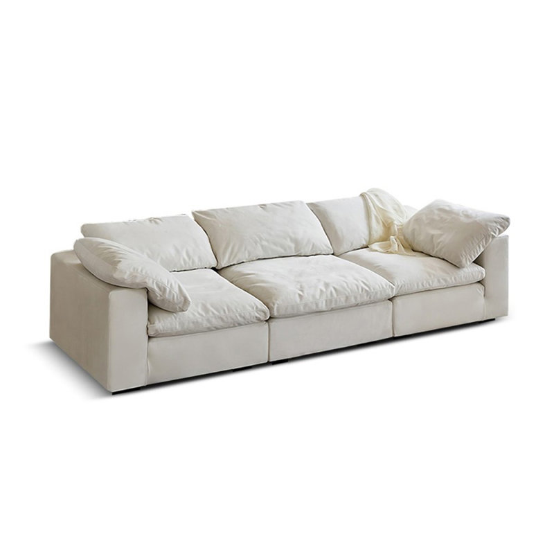 Coussin modulaire blanc en polyester, 24.41" H x 134.65" W x 44.88" D