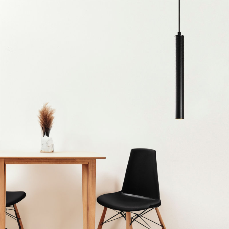 Lustre industriel noir, hauteur réglable, 3,9 po de diamètre x 36,2 po de hauteur | Corps en métal, douille E14 (DEL 40 W maximum) | Design scandinave, luminaire élégant pour la décoration intérieure moderne