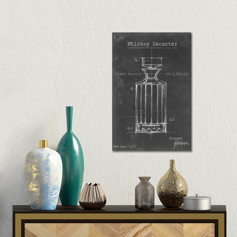 Barware Blueprint VII by Ethan Harper - Print on Canvas, Black Framed, 30.48 cm H x 45.72 cm W