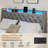 Full Upholstered Bed Frame with Headboard and LED Lights,Platform Bed with 4 Storage Drawers and 4 in 1 Charging Station-2127363839
