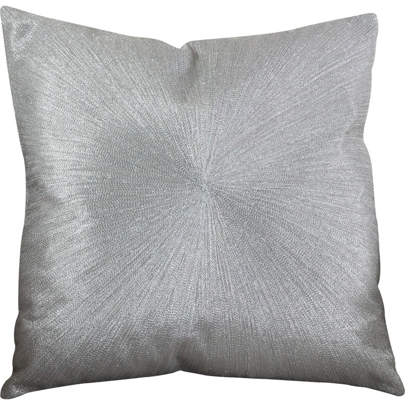 20" Square Silver Cotton Starburst Throw Pillow
