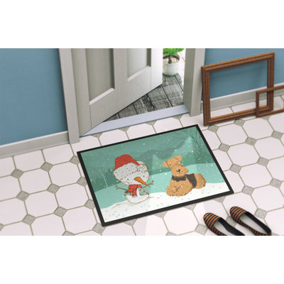 Tapis de noël pour l’extérieur antidérapant bonhomme de neige labrador