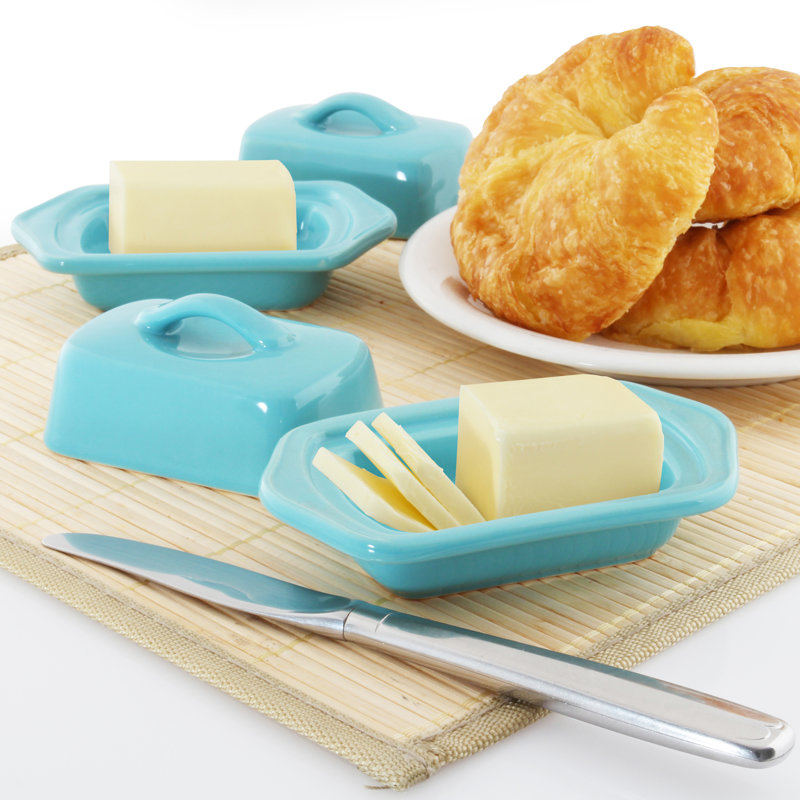 Winston Porter Biarni Butter Dish, Aqua