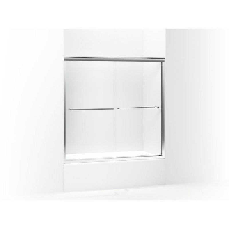 Finesse 58.06 in. H Bypass Frameless Shower Door with Clear Glass, Chrome