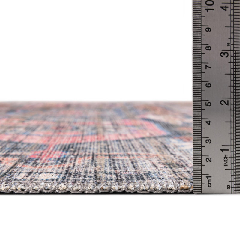 Tapis oriental rose / bleu Gwin, Rectangle 2 pi x 3 pi 1 po