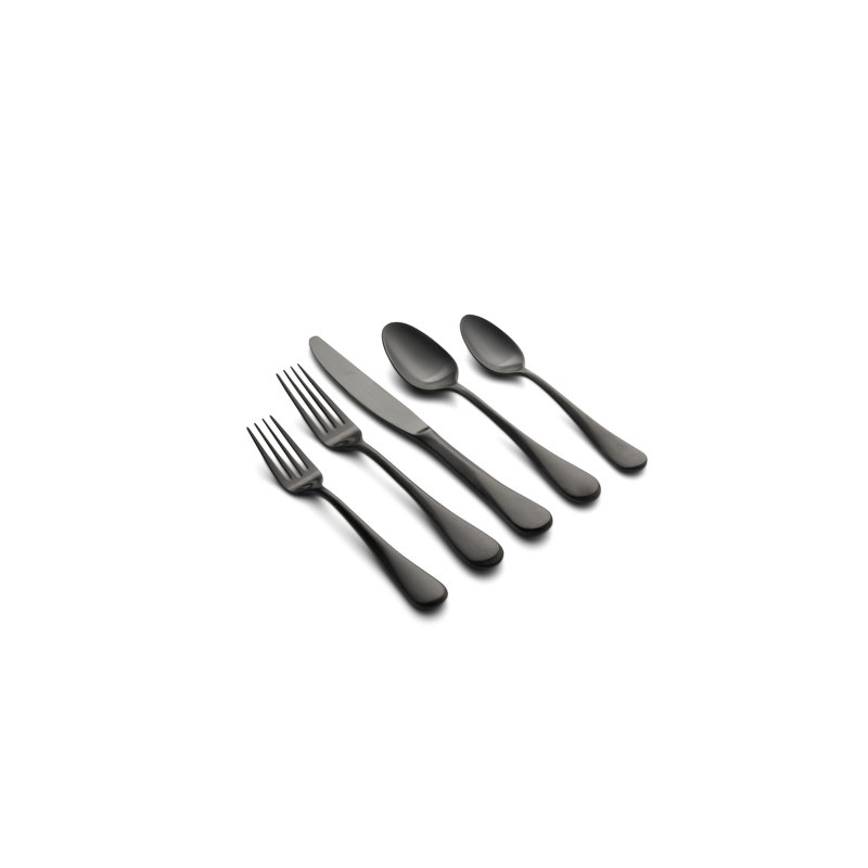 Birch Lane™ Idaia Stainless Steel Flatware Set - Service for 4, Black Satin