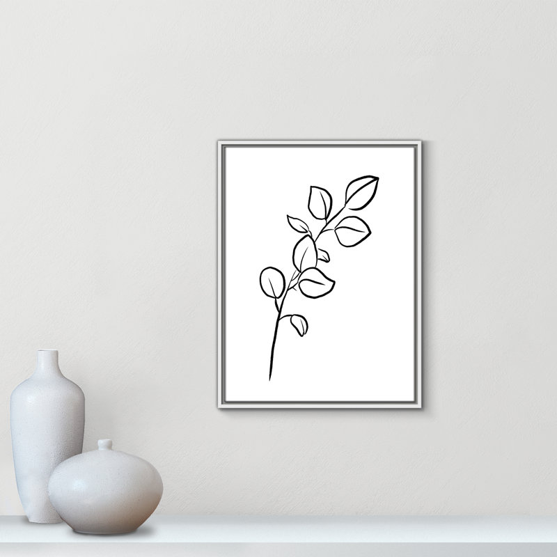 Fleurs simples 3 - reproduction de dessin, Toile blanche encadrée, H 25,5 po x l 19,5 po x P 2 po