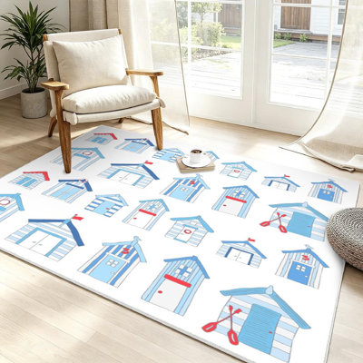 Tapis d'intérieur lavable à la machine bleu marine