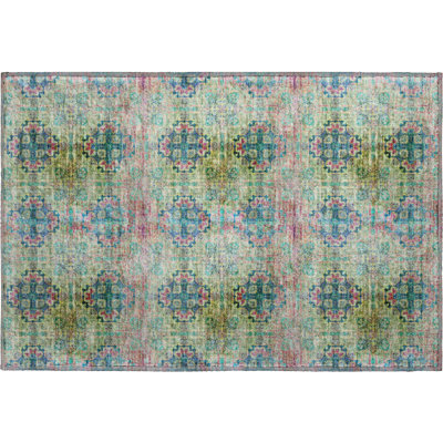 Premium Machine Washable Cerrito AMF557 Green Rug