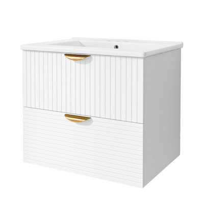 24-Inch Wall-Mounted Bathroom vanity with 2 Drawers