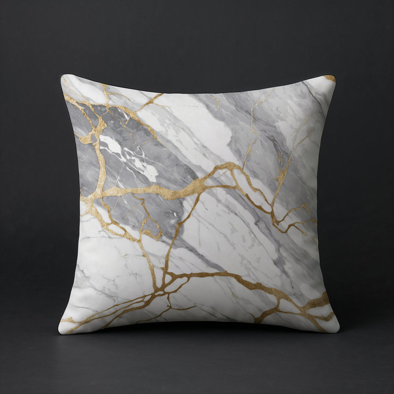 Coussin décoratif intérieur / extérieur gris Modern Modern, Gris abstrait 235, Carré 16 po