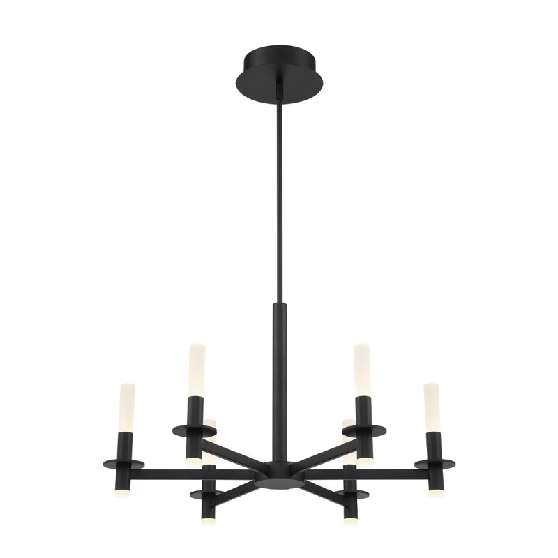 Lustre linéaire moderne à 6 lumières de style bougie Torna, Noir mat