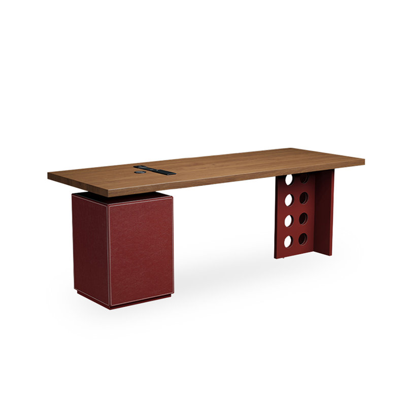 Bureau rectangulaire en bois massif brun noisette, 29.53" H x 62.99" W x 31.5" D, Retour à gauche
