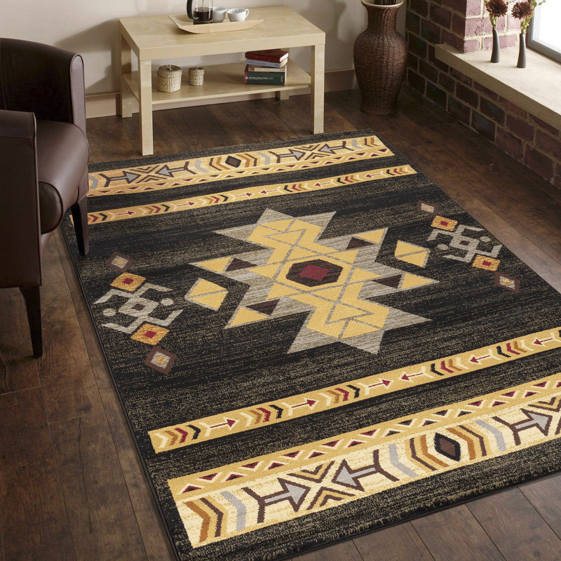 Southwest Area Rug, Rectangle 7'10" x 10'3", Black