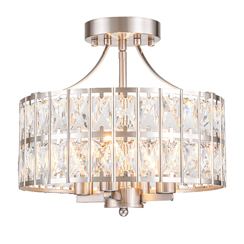 4 - Light Drum Chandelier, Brushed Nickel