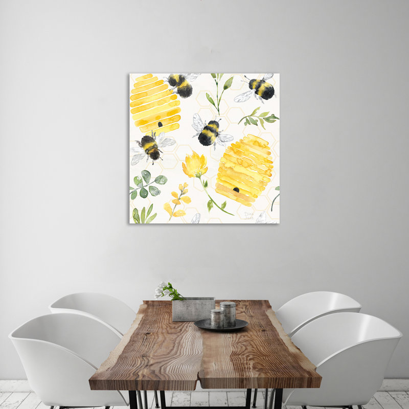 «Bee Harmony Pattern V», toile tendue par Dina June, H 18 po x l 18 po x P 1,5 po