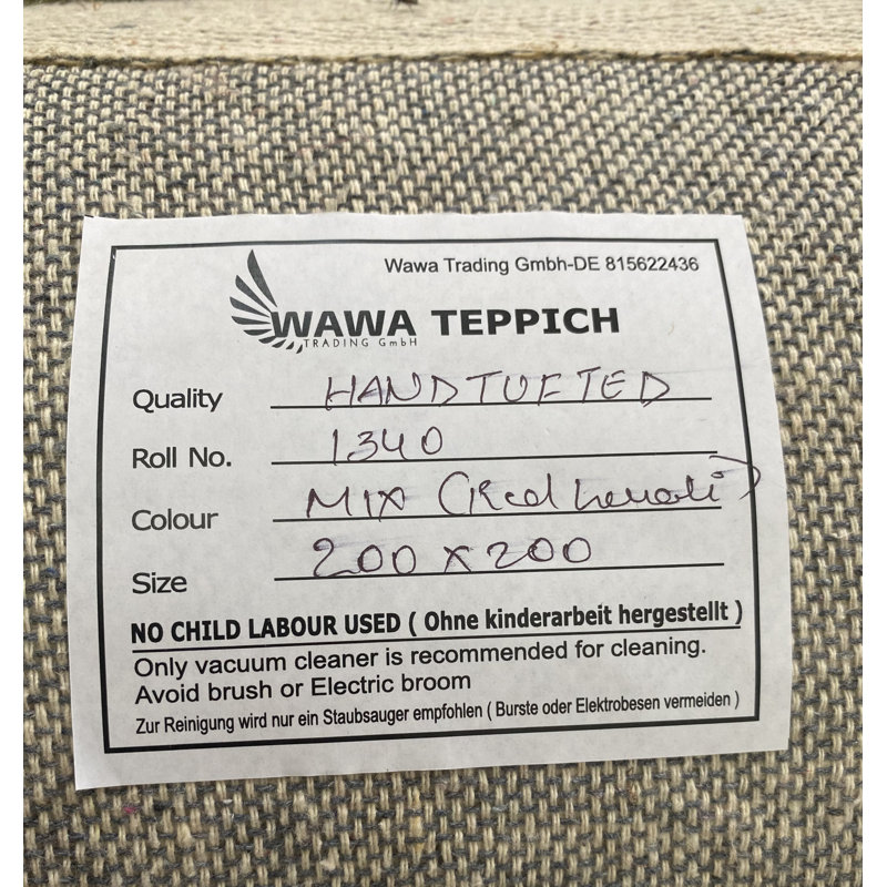 HRT Oriental Wool Hand Tufted Area Rug, Square 200 x 200cm