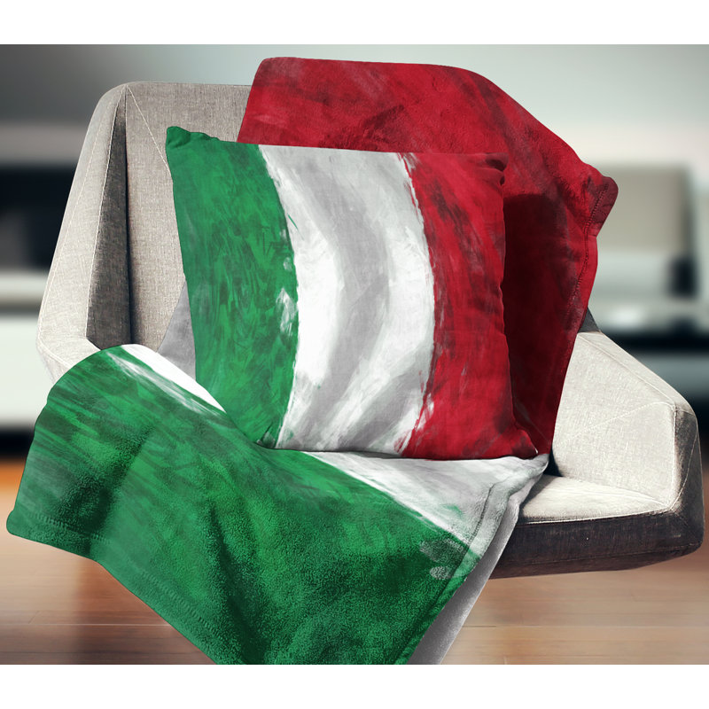 Drapeau de l'Italie - coussin imprimé de cartes et drapeaux, 18 po x 18 po, Coussin décoratif