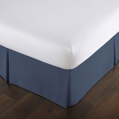Southshore Fine Linens Vilano Pleated Bed Skirt, Double-Brushed Microfiber 15-Inch Drop Bed Skirt with Pleated Design, Machine Washable, King, Dark Blue