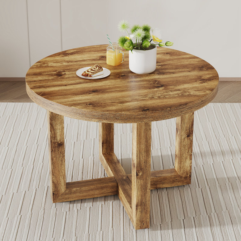 A Modern And Practical Circular Dining Table. Made Of MDF Tabletop And Wooden MDF Table Legs.