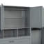 Lit escamotable mural simple avec placard, tiroirs et bureau - gris-547803906