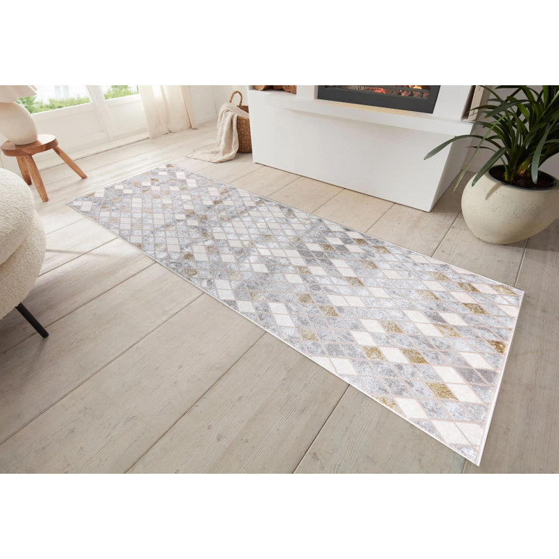 MDA Rugs Bernard Collection Modern Geometric Diamond Area Rug, Runner 2'6" x 7'7"