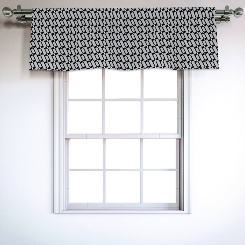 Sateen Geometric Ruffled Window Valance