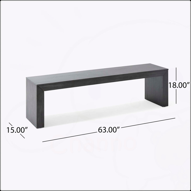 Élégant banc de salle à manger en bois d'acacia, finition noire, durable et polyvalent pour de multiples réglages., Noir