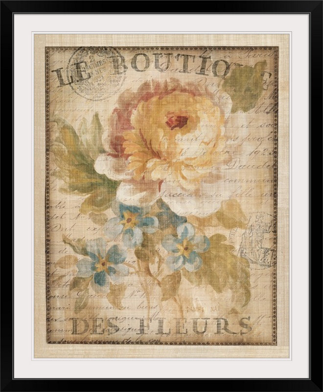 «Parisian Flowers I», Danhui Nai, impression, H 28 po x l 24 po x P 1 po, Cadre noir