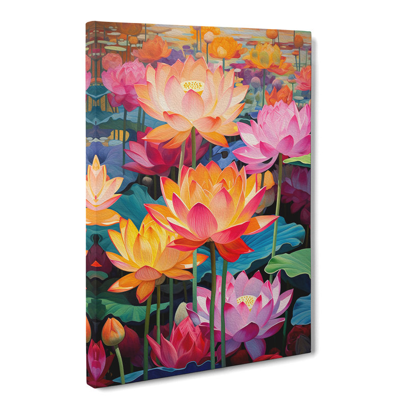 Lotus Flower Colour Field - Wrapped Canvas, 50cm H x 35cm W x 3cm D
