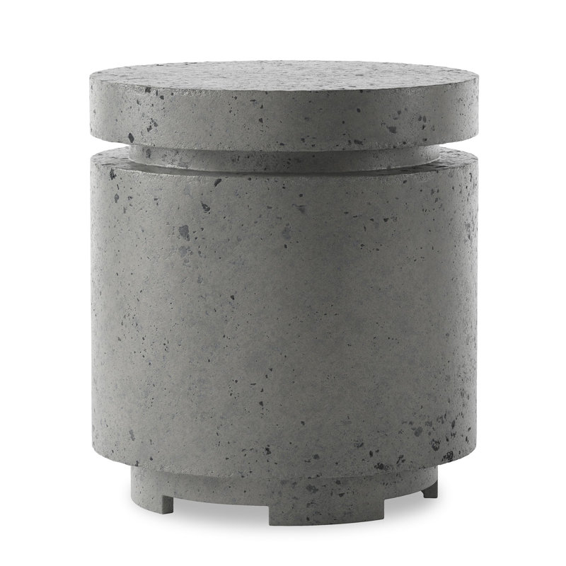Higgins 22" H x 20" W Concrete Propane Outdoor Fire Pit Table, Pewter Concrete