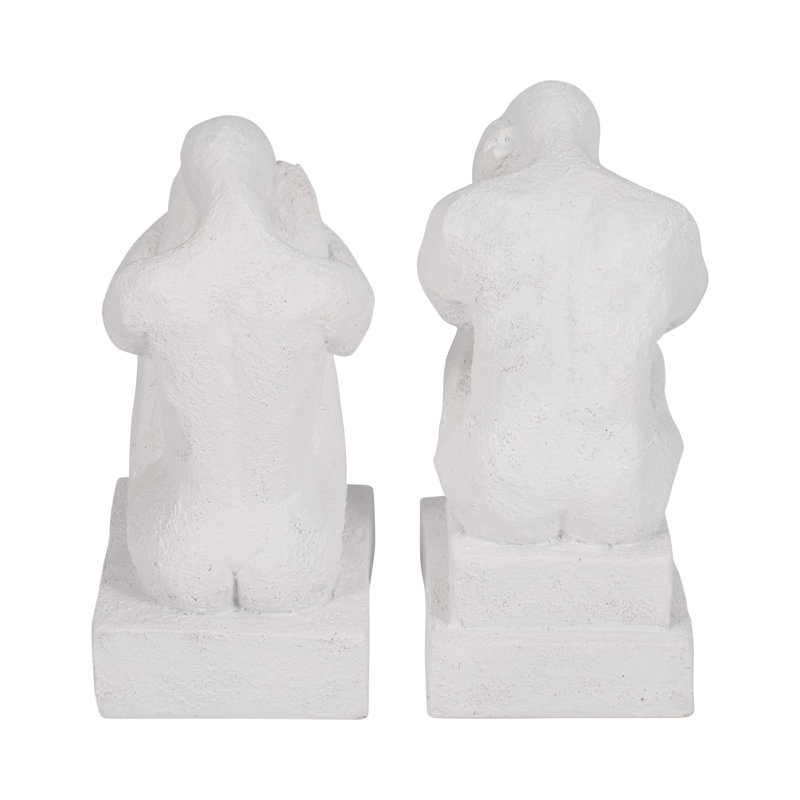 Resin Bookends Modern Sculptural Polyresin Decorative Figurines Artful Humanoid Design Accent Home Decor Stylish Contemporary Shelf Display Set of 2