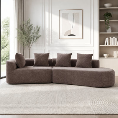 Modern Curved Sectional Sofa with Chaise Lounge, Fully Assembled
