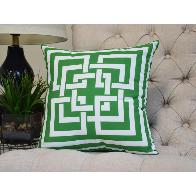 Nantucket Geometric Reversible Throw Pillow, Green, 18" x 18"