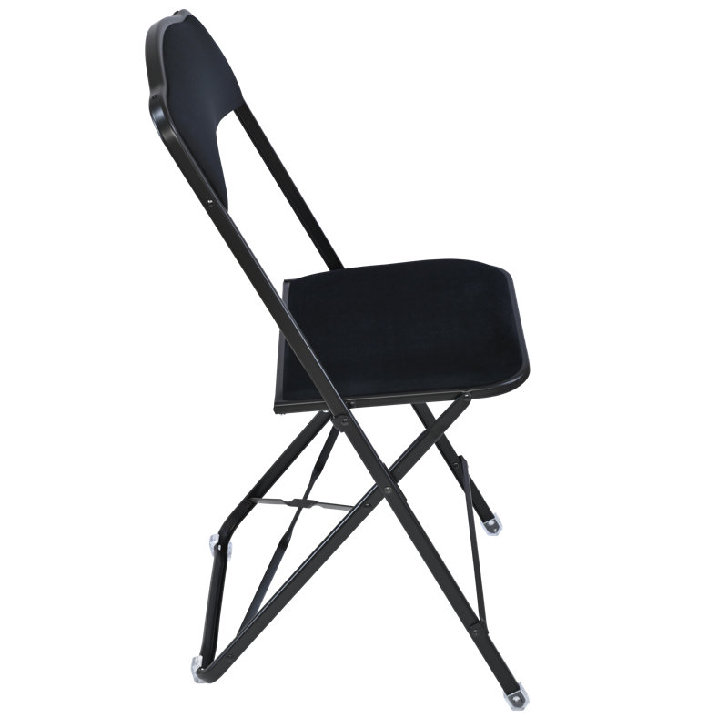 Seated In Style Fritz Style Folding Chair With Velvet Padded Seats, Black, Elegant & Comfortable Seating