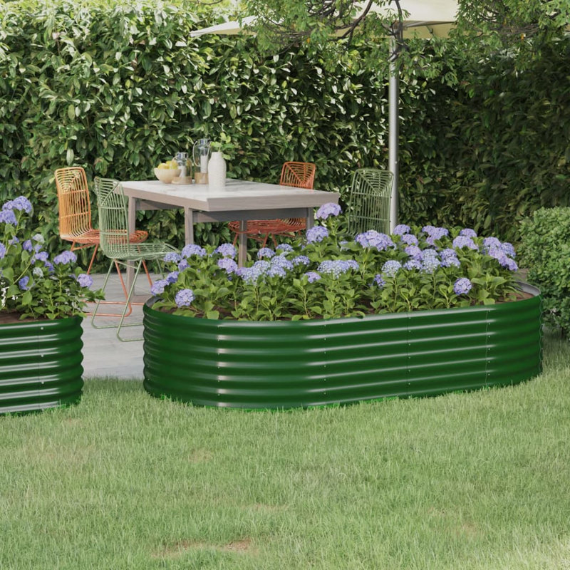 Garden Raised Bed Powder-coated Steel, 36cm H x 175cm W x 100cm D, green