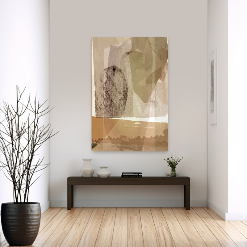 Earthen Overlays Abstract Organic Contemporary Landscape Art, H 60 po x l 40 po