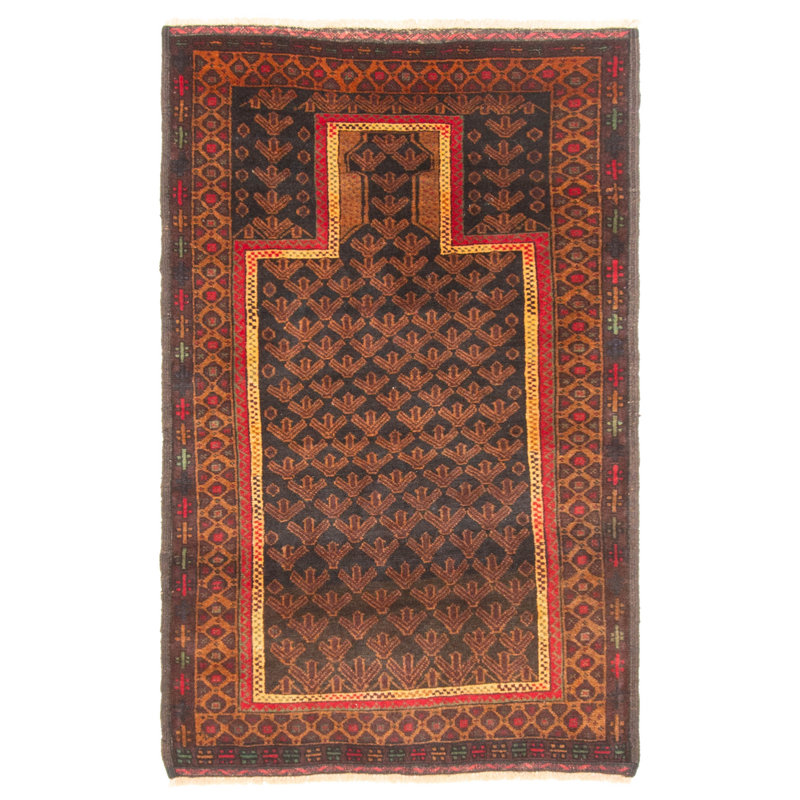 Tapis noir Teimani 2 pi 9 po x 4 pi 6 po