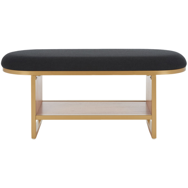 Comesana Polyester Upholstered Storage Bench, Black