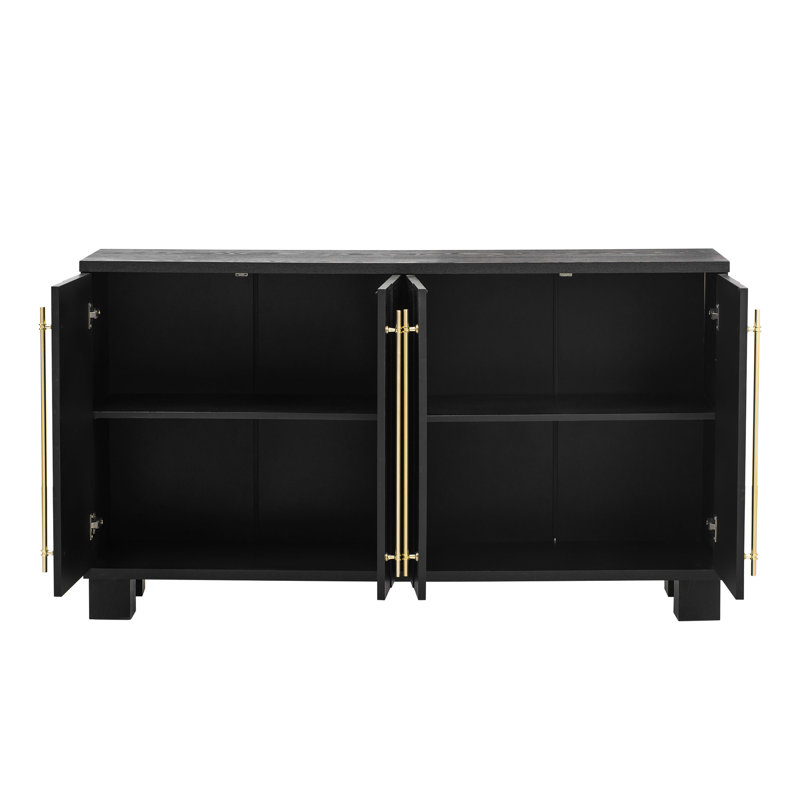 Buffet noir avec beaucoup de rangement et un superbe design polyvalent