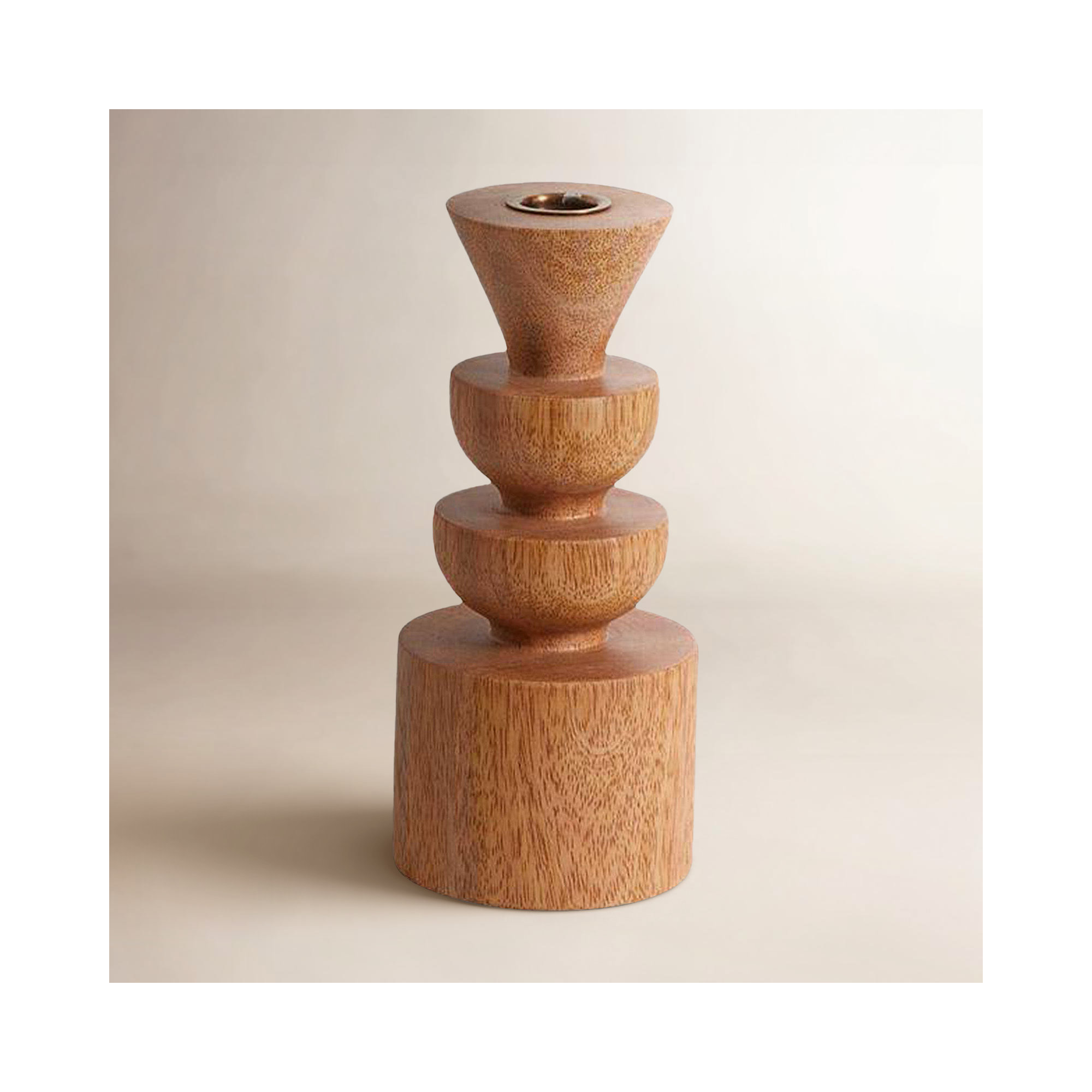 Daila 7.75" Wood Tabletop Candlestick, 7.75" H x 3.5" W x 3.5" D