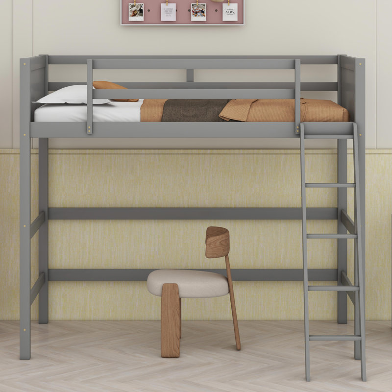 Loft Bed With Ladder, Gray