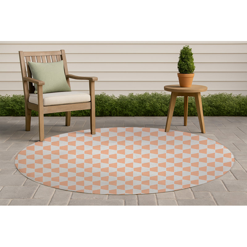 Hex Non-Slip Outdoor Rug, Round 5'