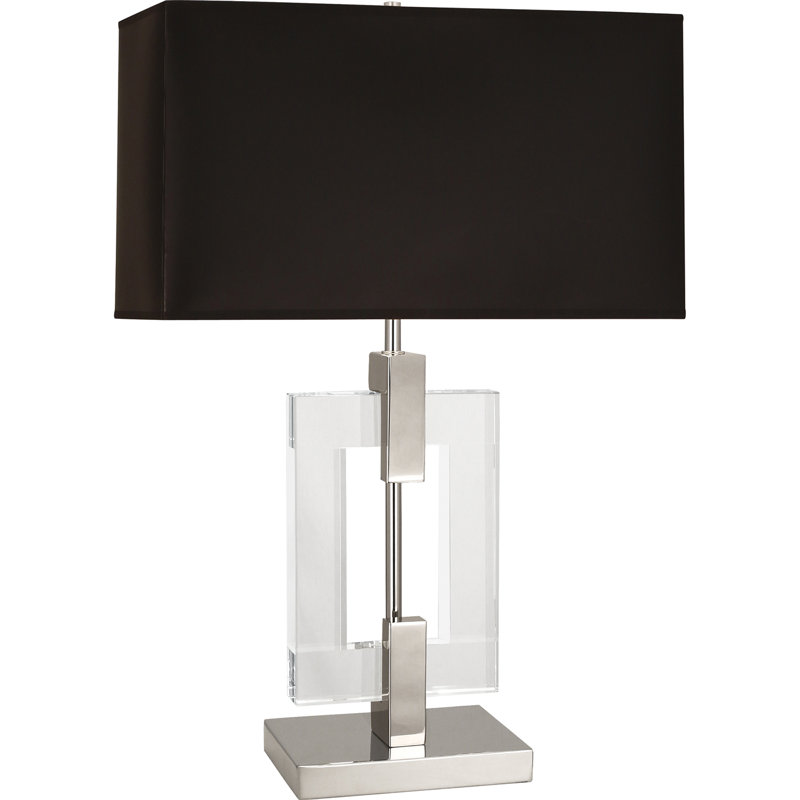 Lincoln Table Lamp, Black Opaque, Polished Nickel/Clear