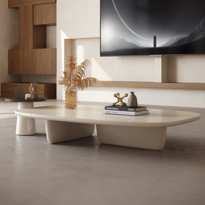 Grande table basse Rudina, ensemble de tables basses ovales modernes