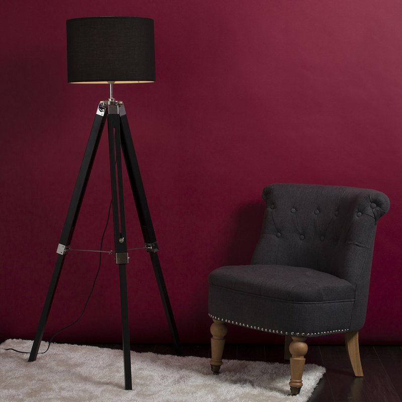 Bella Vista 127.5cm Tripod Floor Lamp, Black