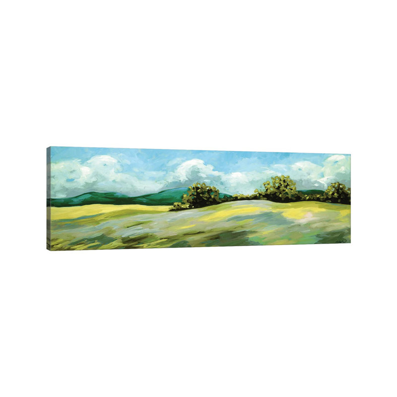 Lavender Breeze Panel Green by Kristina Wentzell - Panoramic Print on Canvas, Wrapped Canvas