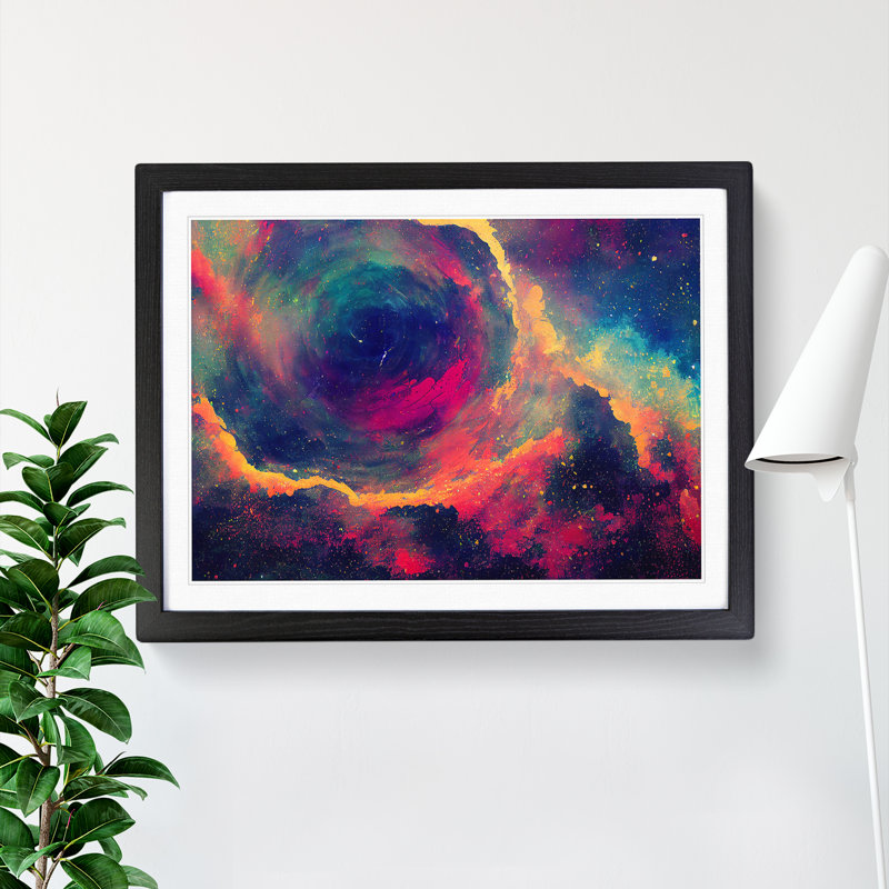 XH1022-6587X Painted Cosmos Vol.1 - Single Picture Frame Print, Black, 46cm H x 64cm W