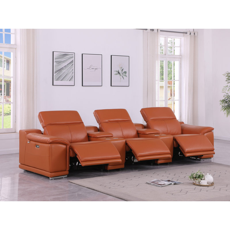 Siège de cinéma en cuir italien 3 pièces 3 pièces Lily, Camel